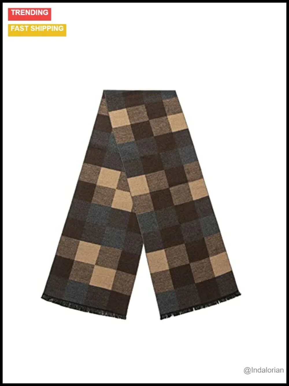Men's Merino Wool Tartan Check Scarf Long Warm Lightweight Winter Classic